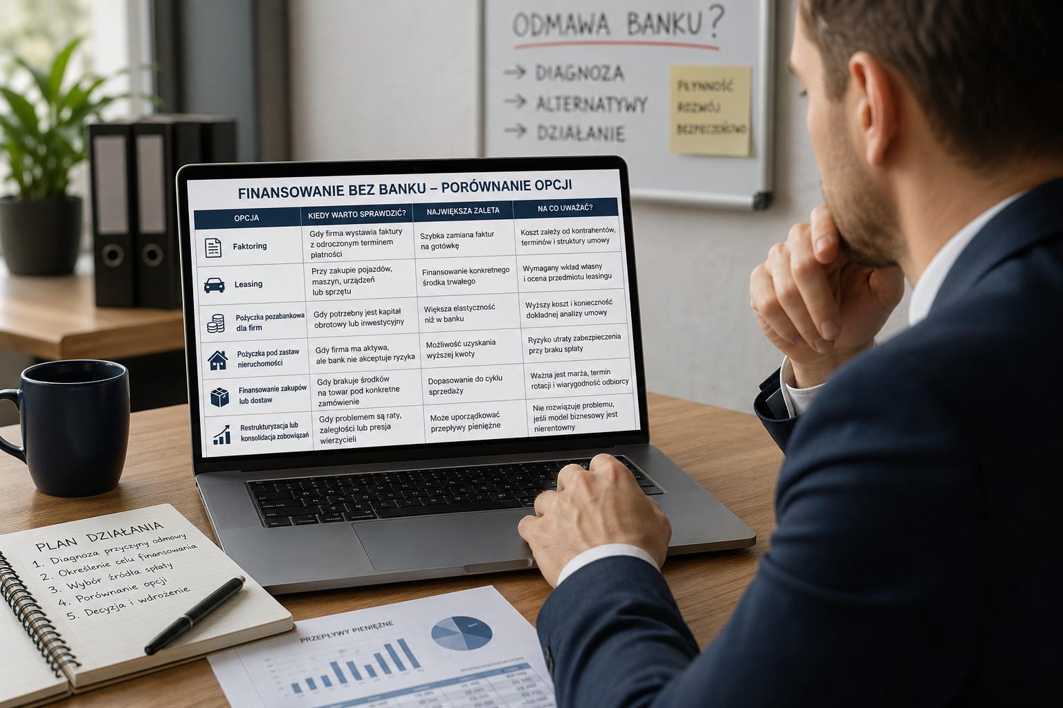 Bank odmówił finansowania firmie — jakie opcje pozabankowe warto sprawdzić od razu?